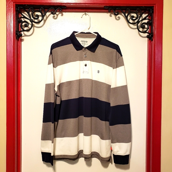 Izod Other - MENS IZOD LG Polo long Sleeves Stripe Shirt